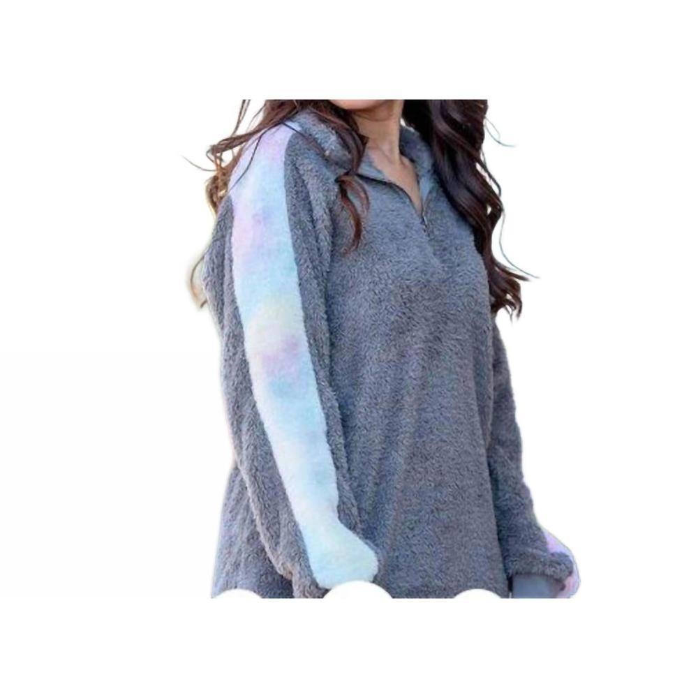 NEW SOUTHERN GRACE sherpa pullover in grey pastel